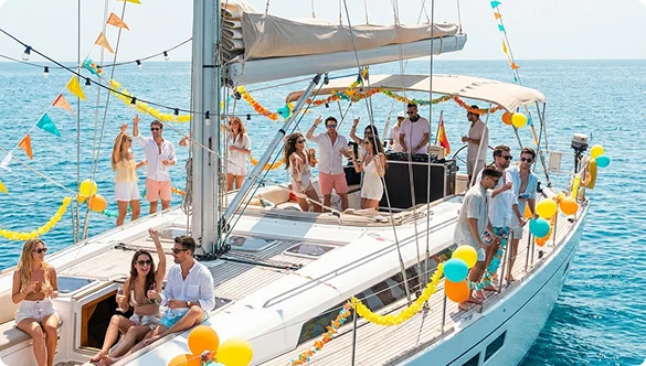 Yacht event at sunset