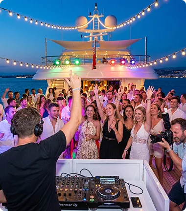 Guests enjoying a social evening on deck