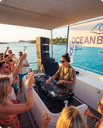 Hosts and guests around a roulette table